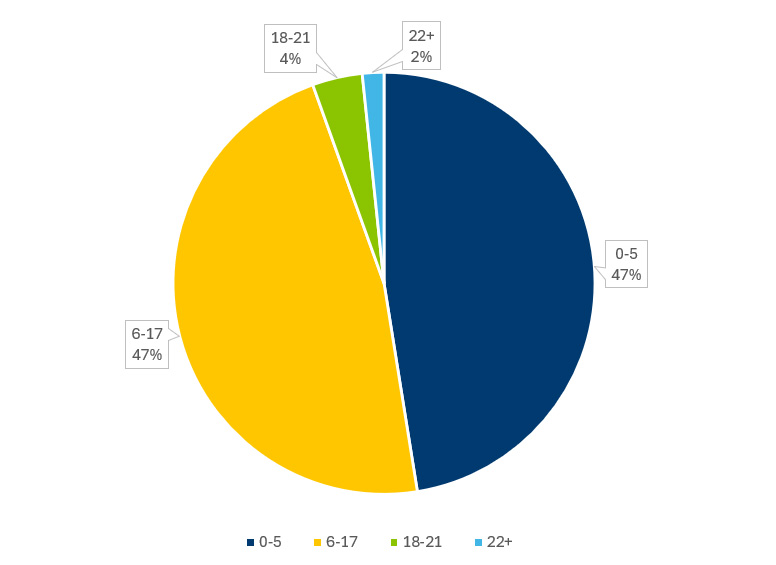 Physical Therapy Ages pie chart.